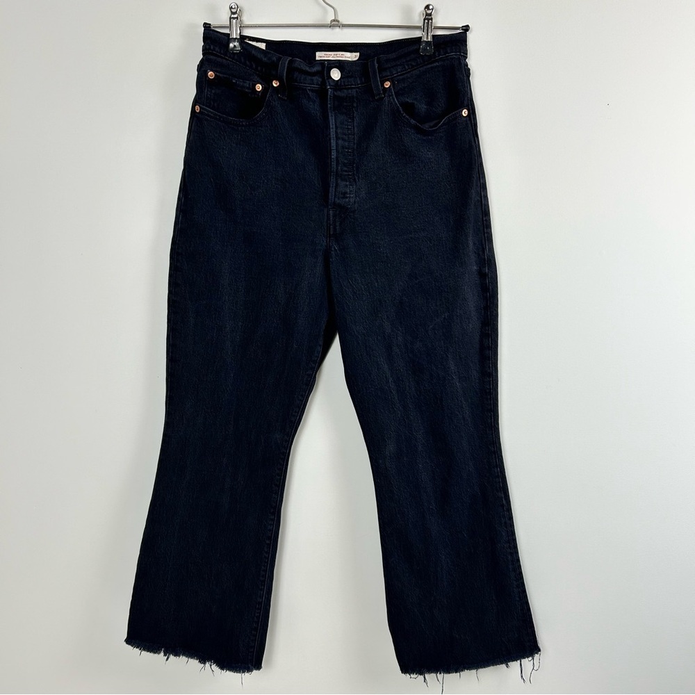 Levi’s Ribcage Cropped flare jeans - black denim size 31 VG